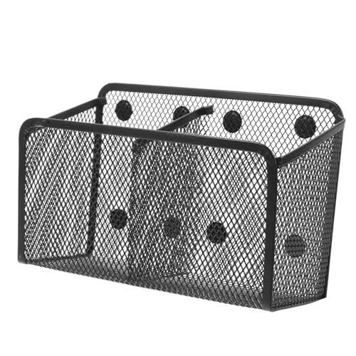 VILLFUL - VILLFUL Magnetic Pencil Holder Metal Basket with Strong Magnets Black Locker Organizer for Office and Classroom Use Capacity Pen and Marker Storage Bin