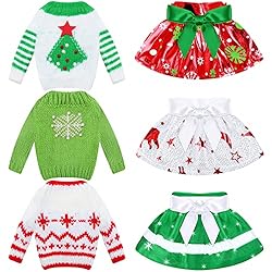 Hungdao 6 Pcs Christmas Doll Clothes Sweater Skirt Accessories Outfit