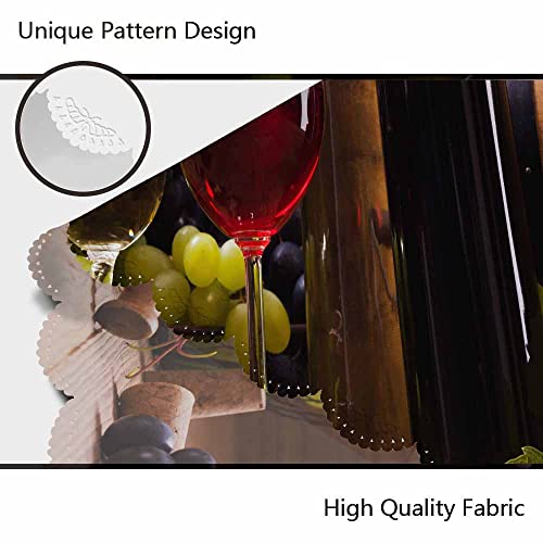 Aoyego Red White Wine Table Cloth Goblet Glass Grapes Fruit Wooden Board Retro Elegant Round Tablecloth 60 Inch For Dining Room, Party, Banquet #TOP4