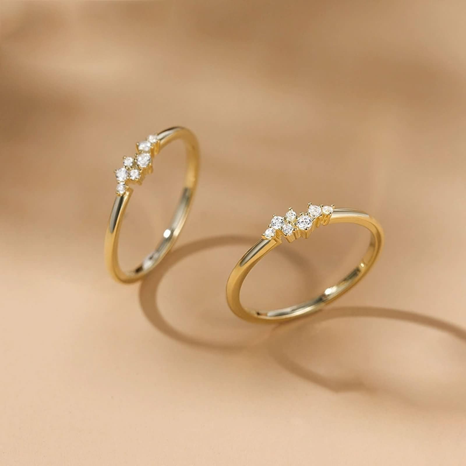 Anello in Argento 925 Inciso Donna, Rotondo Semplice con Zirconia Cubica, Anelli Donna in Oro