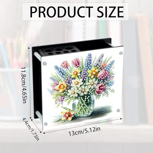 Image of DIY 5D Diamond Painting Pen Holder Set, Flower Diamond Art Desk Organizer, Perfect for Back to School Season, DIY Pencil Holder Crafts, Decorative Home Office Supplies Organizer