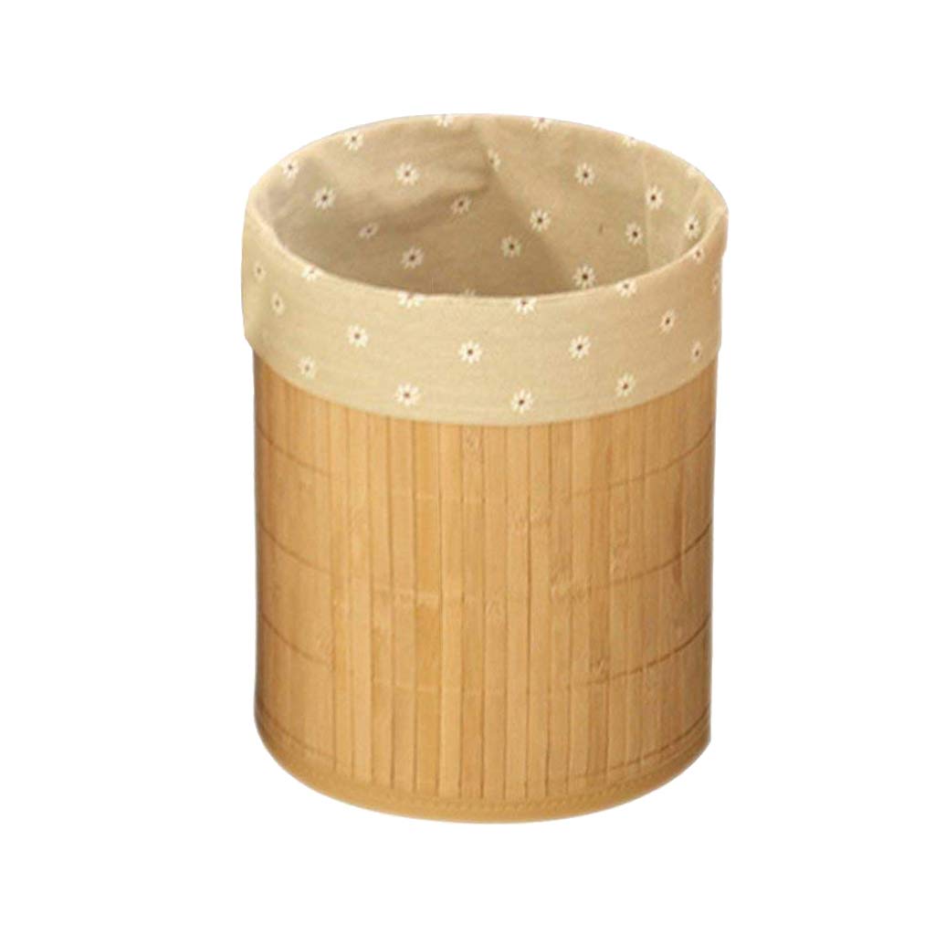 perfk Pattumiera Rotonda Pieghevole in Bambù per Bagno, Camera Letto, Ufficio in Casa, Cucina, 8.66.D x10.63.H Pollici