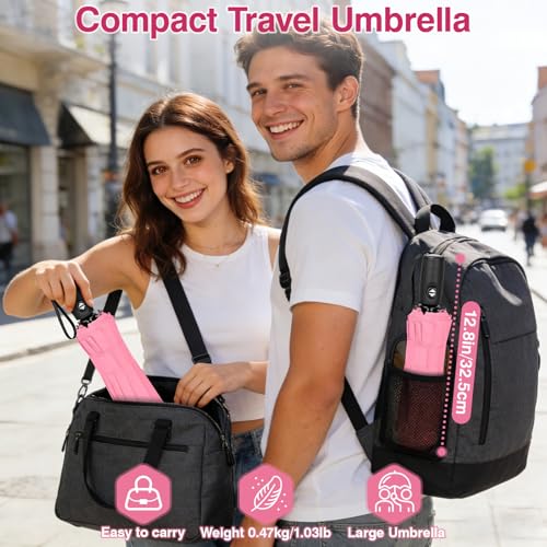 ZOMAKE Small Travel Umbrella Compact Portable Collapsible Umbrellas for Rain, Windproof, Automatic Lightweight Paraguas for Women, Men(Pink) by ZOMAKE - Image 5