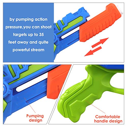 POKONBOY 2 Pack Super Water Guns,High Capacity 600CC Squirt Gun Water Blaster Water Shooter Swimming Pool Water Fighting Toys Beach Party Favor for Kids Adults - Thumbnail 2