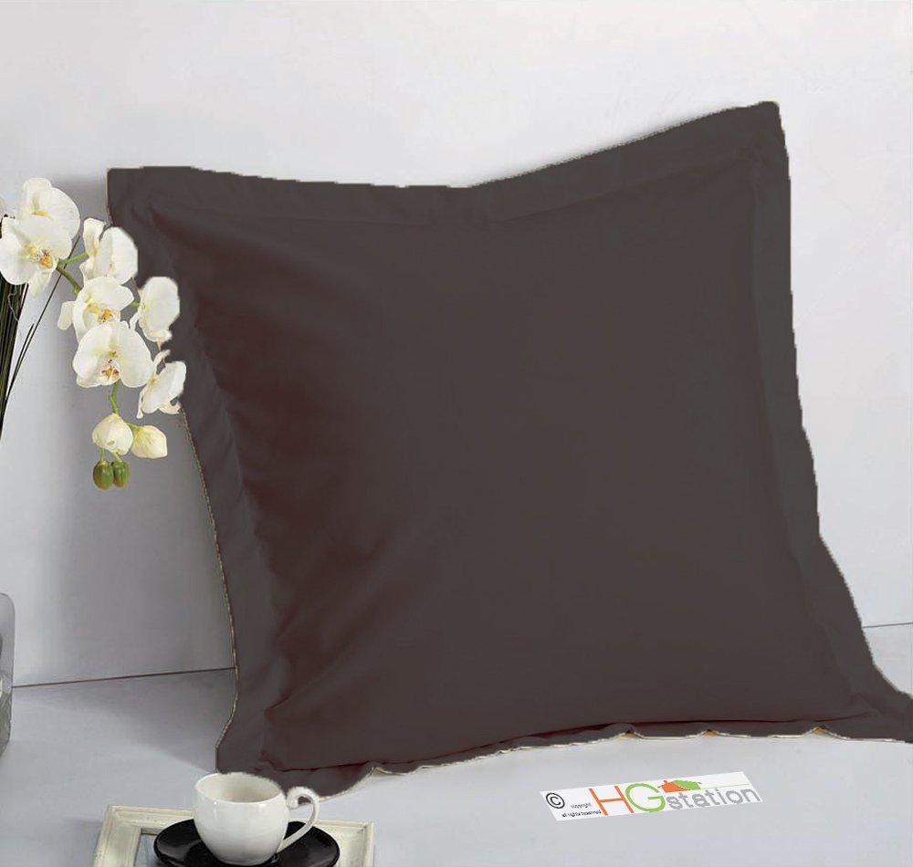 1 Pair 2 Pieces Euro Pillow Shams 26" x 26" + 1.5" Hem Brown Machine Wash Dry