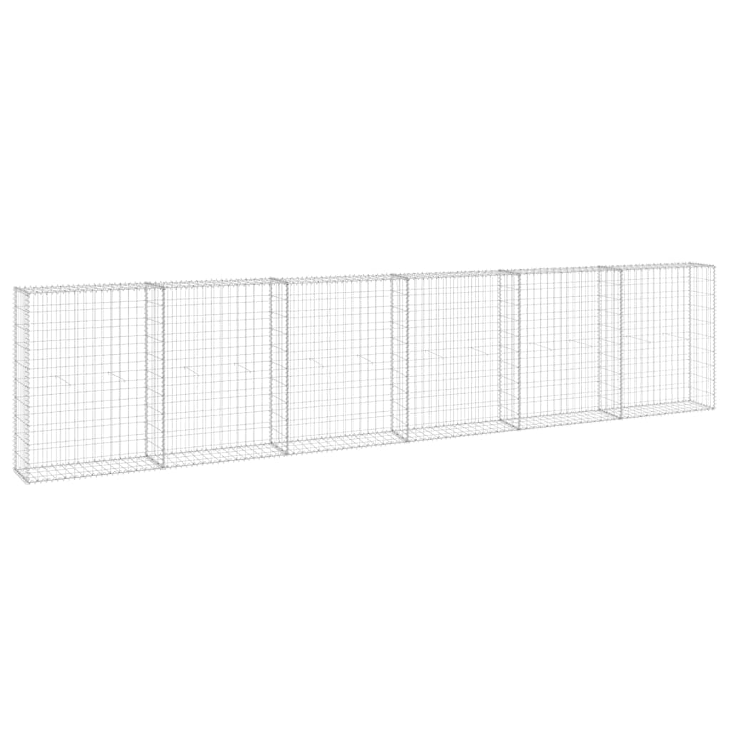 vidaXL Gabion Wall with Covers Outdoor Patio Garden Cage Planter Border Stone Basket Retaining Wall Fence Galvanised Steel 300x30x100 cm