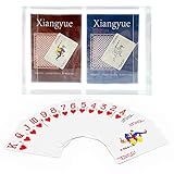 Xiangyue Plastic Playing Poker Cards, 2 Decks PVC Waterproof Playing Cards Jumbo Index with Case Flexible Classic Trick Cards Poker Size for Magic Props Pool Beach Texas Games (Blue+Pink)