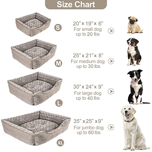 Furtime Durable Dog Bed For Large Medium Small Dogs Soft Washable Pet Bed Orthopedic Dog Sofa Bed Breathable Rectangle Sleeping Bed Anti-Slip Bottom(25'', Brown) #TOP3