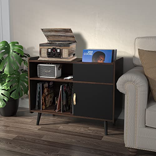 Gdlf Large Record Player Stand, Vinyl Record Storage Cabinet With Power Outlet, Record Player Table Holds Up To 350 Albums, Turntable Stand With Wood Legs For Living Room,Bedroom,Office #TOP3