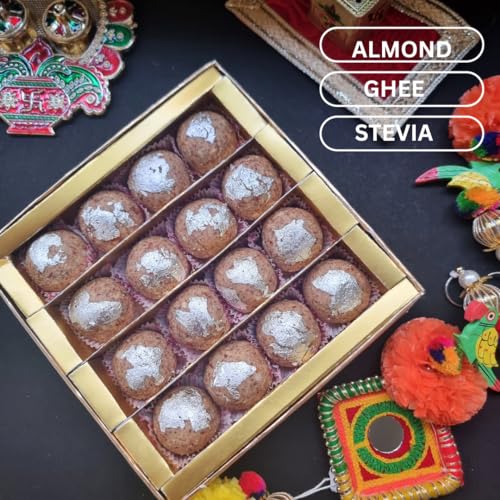 Image of Kilobeaters Mother's Day Almond Ladoo Sweet (250g) - Diet and Diabetes Friendly, Sugar free Healthy Snacks, Ideal Gift Box for Mom, Family and Relatives.
