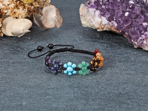 Image of Top Plaza Bead Chakra Bracelet 7 Chakras Healing Crystals Bracelet Yoga Stone Beads Bracelets Meditation Relax Anxiety Bangle for Womens Mens