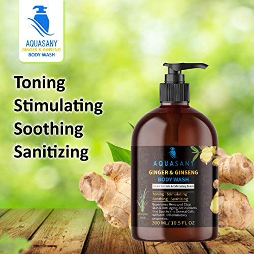 3-Pack Ginger Ginseng Shampoo & Exfoliating Body Wash Set With Travel Bottle, Fuller Shinier Hair & Healthier Scalp With Anti-Inflammatory Antioxidant Soothing Herbal Clarifying Extracts, Argan & Almond Hydrating Oils, B5 Vitamins, Sanitizing Oregano Oil, Lemongrass Scent #TOP4