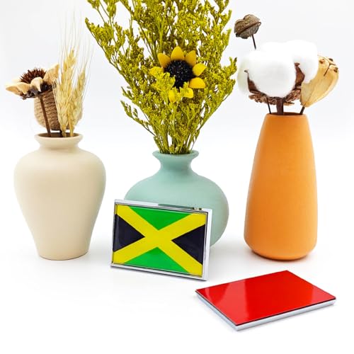 Image of Jamaica Flag Sticker Emblem Decal Jamaican Car Chrome Flags, 2 Pack, 3 x 2 inches