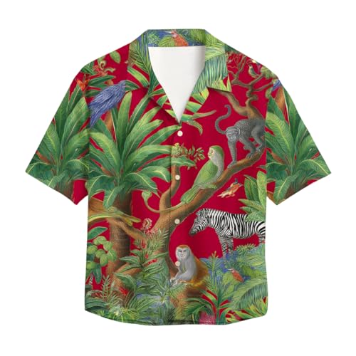 Image of Men's Floral Button-Down Shirt, Cotton Blend Stretchable, Casual Printed Striped Stylish Shirt