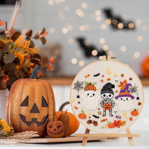 Image of Nuberlic Halloween Embroidery Kit for Beginners Adult