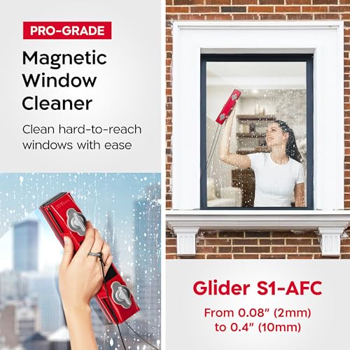 Image of Tyroler Outside Magnetic Window Cleaner Tool | The Glider S-1 AFC Double-Sided Window Cleaner Tool Fits Windows 0.1 inch-0.4 inch Thick | Magnet Window Cleaner | Magnetic Glass Cleaner | Limpiador magnetico