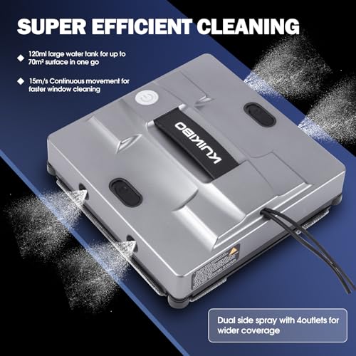 Kuikibo K1 Window Cleaning Robot With 4 Spray Nozzles Robotic 6000Pa Window Cleaner Automatic Washer Robot With Edge Detection Low Noise Glass Cleaning Robot For Framed/Frameless Surface - 2
