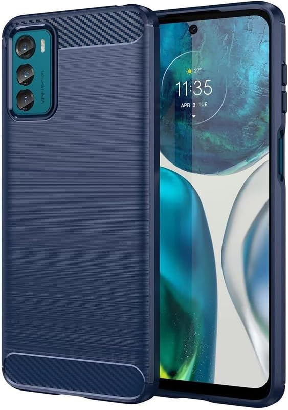 Image of NPRC Hybrid Ultra Slim Protective Case TPU Non-Slip Carbon Fiber Texture Shockproof Case Cover for Moto G42 - Blue