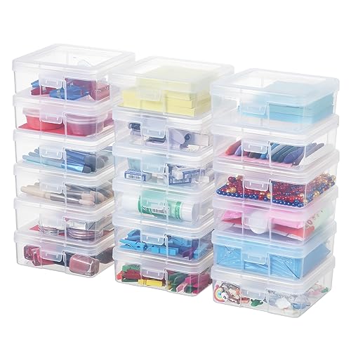 OMNISAFE 18 Pack Small Plastic Hobby Art Craft Organizer, Clear Plastic Storage Containers with Latching Lid, for Pencil Box, Lego, Crayon by OMNISAFE - Used condition - US$22.02