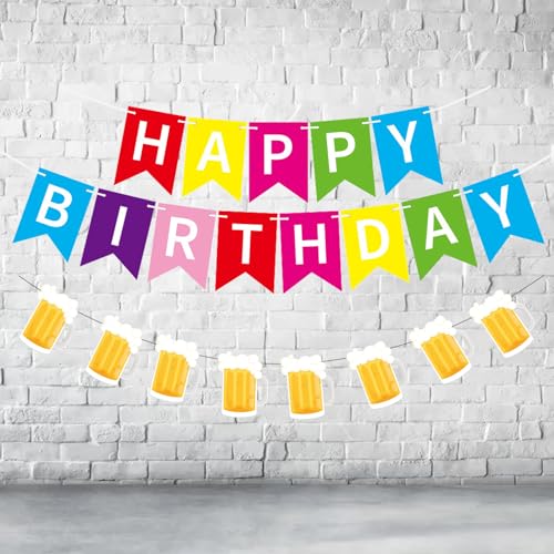 Image of Beer Birthday Banner for Beer Party and Birthday Wedding Party Supplies (Colorful)