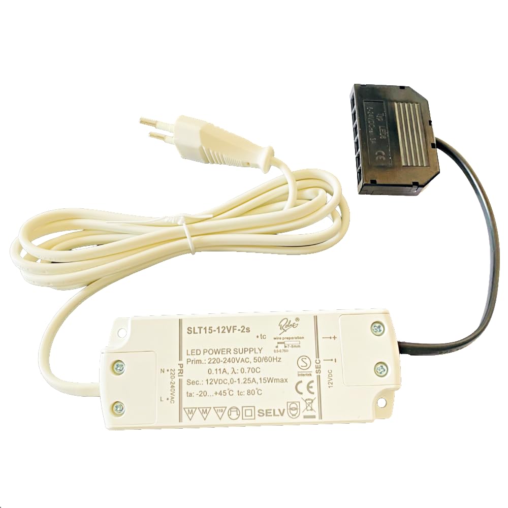 LED Möbel Einbauspots 12V 2,4W – 6er Set Edelstahl-Optik | inkl. Plug-&-Play Trafo, AMP-Verteiler & 230V Zuleitung mit Netzstecker | Neutralweiß 4000K – ultraflach für Schrank, Möbel, Regal & Vitrine