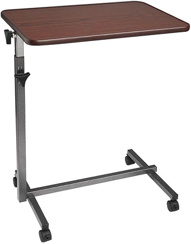 Miniatura 6 de Mesa auxiliar móvil ajustable en altura, mesita de noche portátil con ruedas, bandeja de comida para laptop con parte superior inclinable