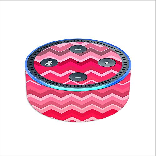 Skin Decal Vinyl Wrap for Amazon Echo Dot 2 (2nd Generation) / Red Pink Chevron
