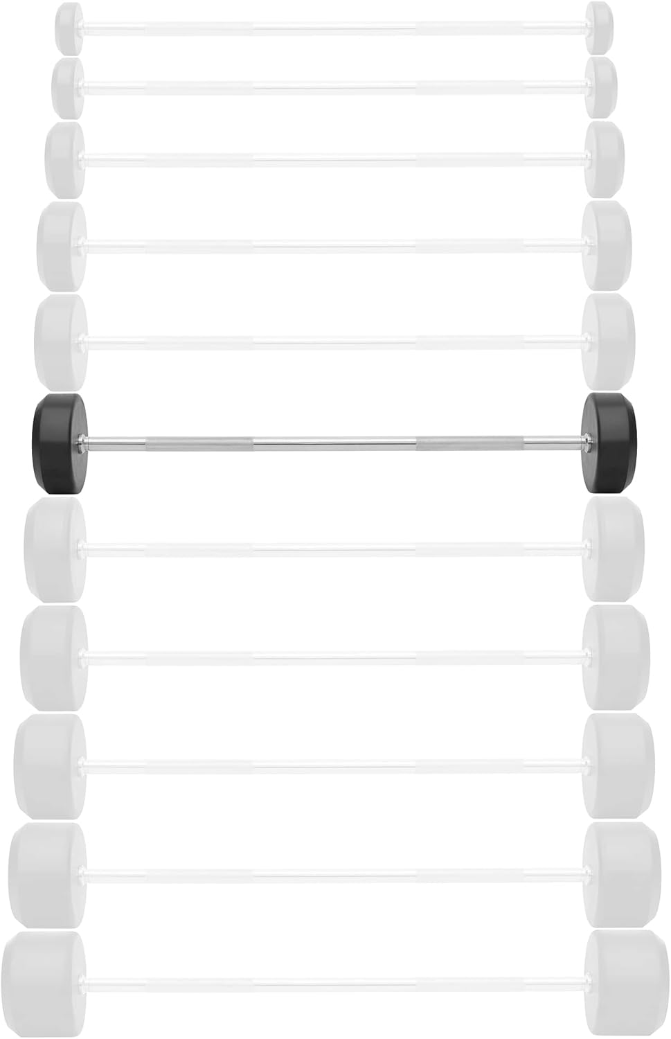 Philosophy Gym Rubber Fixed Barbell, Pre-Loaded Weight Straight Bar for Strength Training & Weightlifting