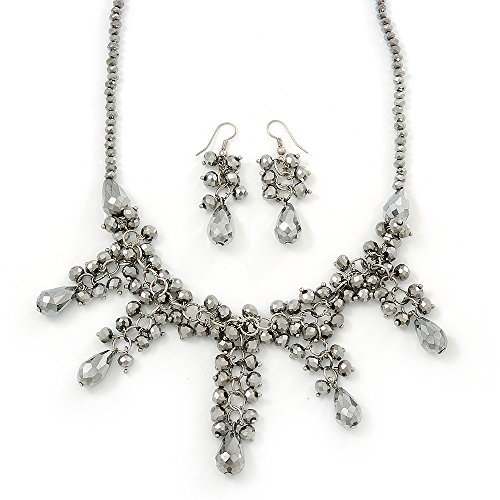 Collar y pendientes de gota de cristal estilo gótico victoriano