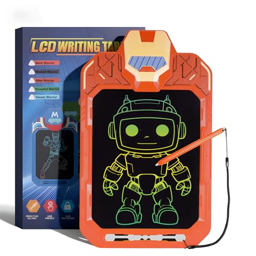 Kssvzz Pizarra Magica Infantil, 10'' Borrable LCD Tableta Escritura con Bloqueo, Juguete Regalos Cumpleaños y Navidad para 4 5 6 7 8 9 Años Niño y Niñas, Juegos Educativo para Niños 3-12 Años, Naranja