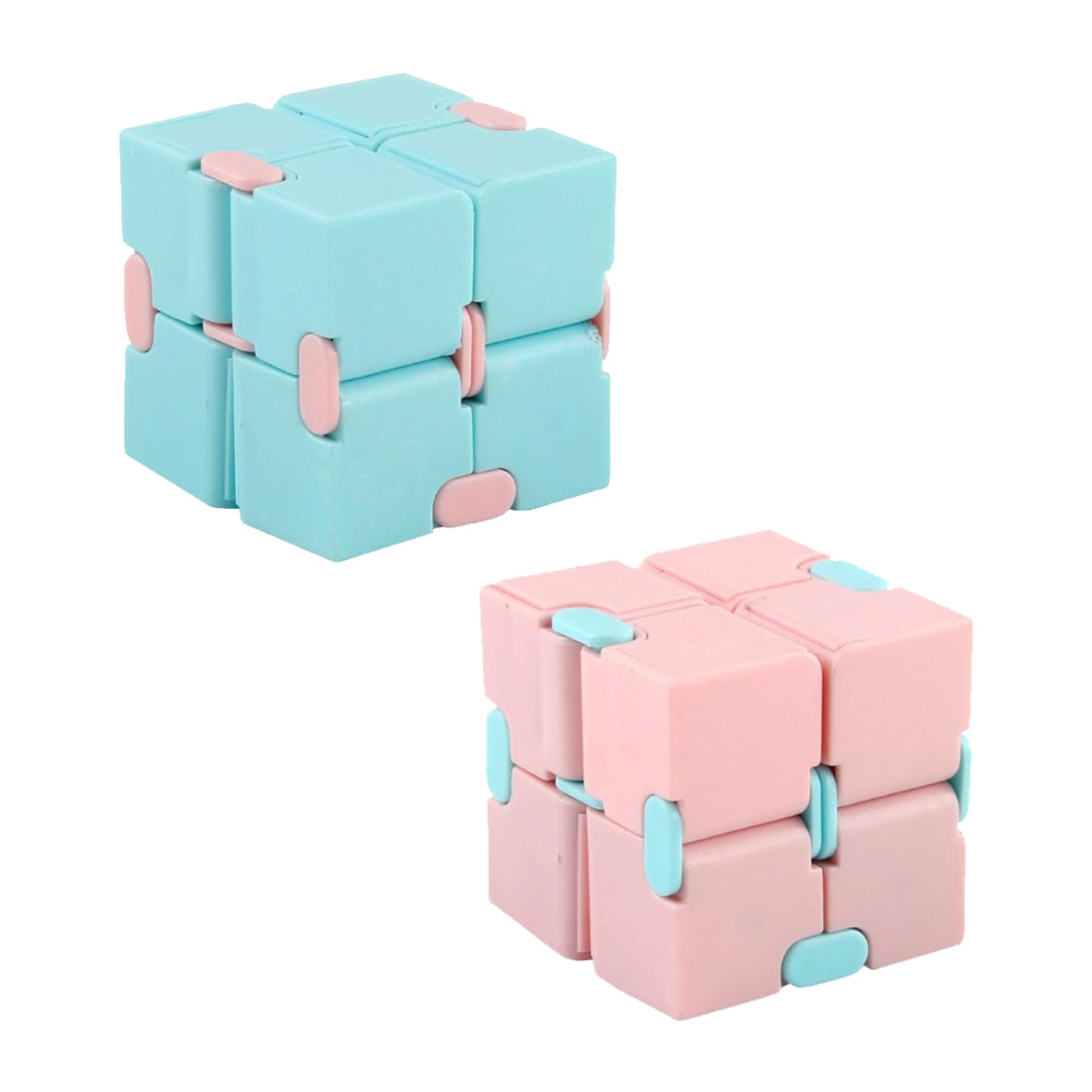 2Pcs Infinity Cube, Pink and Blue Infinity Cube Fidget Toy, Generic Fidget Cubes, for Adults, Kids, Anxiety Relief, Improve Concentration and Killing Time