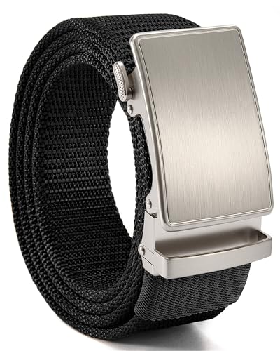 Image of CHAOREN 1.5 inch Nylon Ratchet Belts for Men - Adjustable Casual Work Belt with Slide Buckle - Trim to Fit
