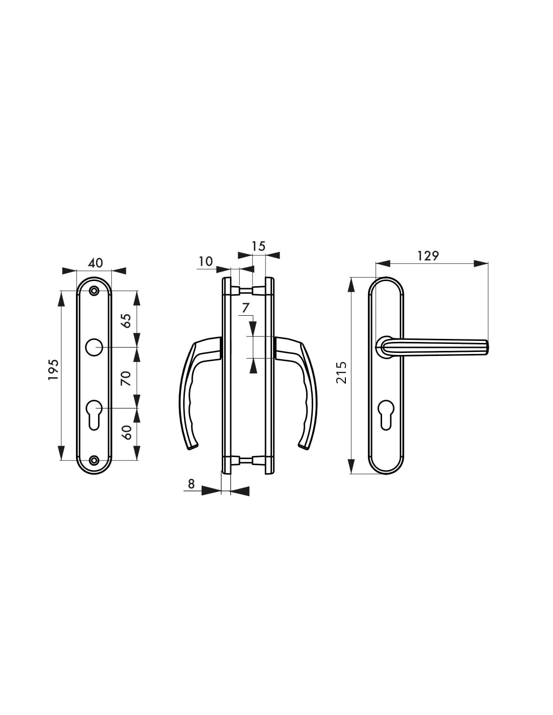THIRARD - Ensemble de Poignées pour Porte d'Entrée Sultane - Zamak Fondu - Usage Pratique - Trou de Cylindre - Carré 7 mm - Entr'Axes 195 mm - Finition Blanc