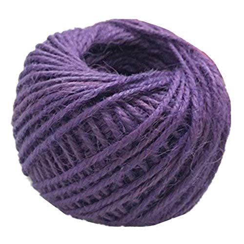 Zkenshan-Natural Jute Twine 50M Natural Burlap Hessian Jute Twine Cord Hemp Rope 2mm Packing String Wedding Decoration, Natural Jute Fiber (Color : 7)