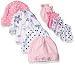 Gerber Baby Girls' 9 Piece Cap (0-6M) and Mitten (0-3M) Bundle, Elephants/Flowers, Newborn