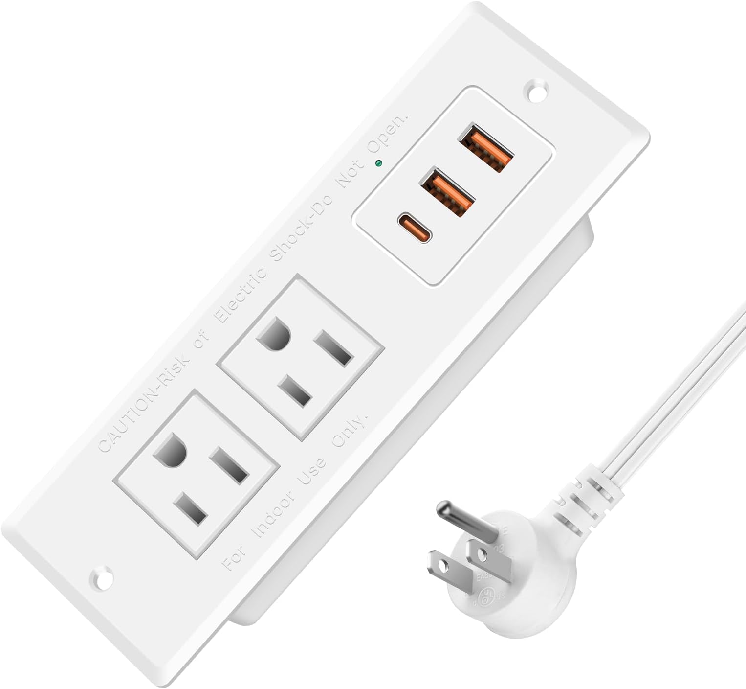 Recessed Power Strip, Flush Mounted Drawer Outlet with PD 20W Fast Charging USB-C Ports, Recessed Outlet for Conference Rooms, Office Tables, Furniture, 10FT Cord
