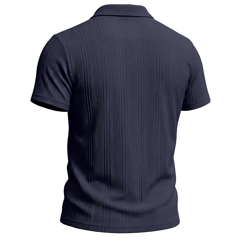 Polo texturizado para hombre, manga corta, casual y elástico, ideal para golf, verano, vacaciones y playa miniatura 3