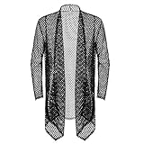 Herren Vorne Offen Lang Strickjacke Cardigan Cape aus Fischnetz. Verleihen Sie Ihrem Stil eine unschlagbare Avantgarde-Note und einen modischen Touch