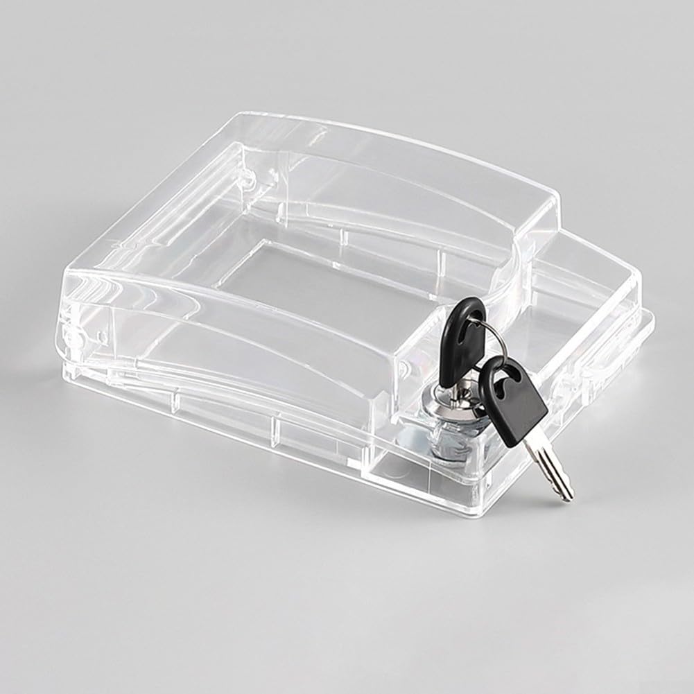 Lockable Socket Box with Key, Waterproof Electrical Outlet Cover, Self-Adhesive Switch Protector for Outdoor Bathroom, Plastic Case, 142x109mm(Black)