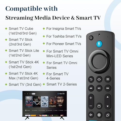 Image of Replacement Voice Remote Control for All Fire-Series, TV Cube(1st /2nd /3rd Gen), Fit for All Stick 4K /4K Max, Stick (2nd /3rd Gen) /Lite /HD, for Insignia-Pioneer TVs