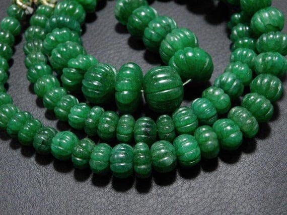 Perles émeraude teintée citrouille 8-15mm LKBEADS fil de pierres 23 pouces AA