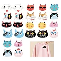 24 Pcs Cartoon Cats Heat Transfer Sticker, Cute Animal Iron on Patch for Clothing, Ideal Iron on Transfers for T Shirts & Fun Patches for DIY Crafting