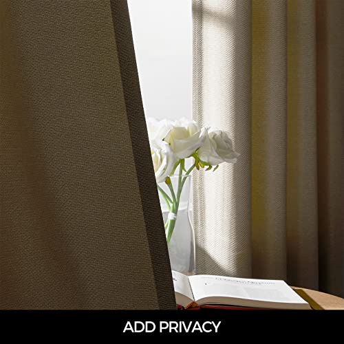 Linen Textured Heavy Curtains 84 Inch Length Set Of 2 Farmhouse Window Treatments Drapes For Bedroom Living Room Light Filtering Privacy Added With Tab Top, Grayish Beige Burlap, 52 By 84 In #TOP3