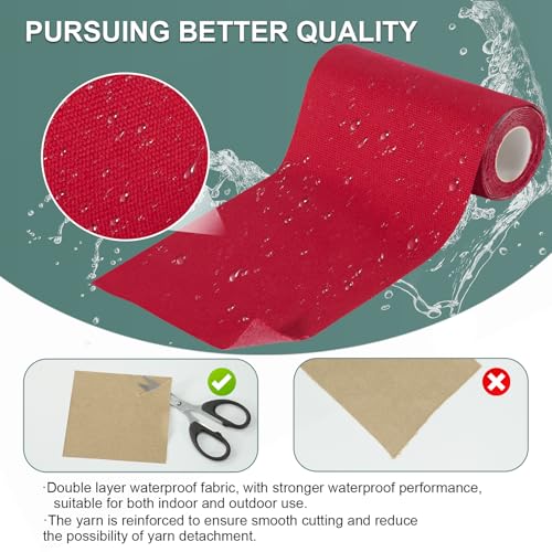 Image of Linen Canvas Repair Tape, 4 inch x 63 inch Red Waterproof Self-Adhesive Patch for Outdoor Gear, Durable and Weatherproof Fabric Tape for Boat Covers, Tents, Sofas, Sun Shades, Awnings, and Lounge Chairs