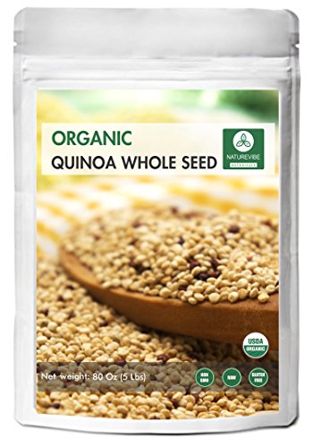 Organic Quinoa (5lb) by Naturevibe Botanicals, Gluten-Free & Non-GMO | Chenopodium quinoa | Rich in Protein, Iron & Fiber.