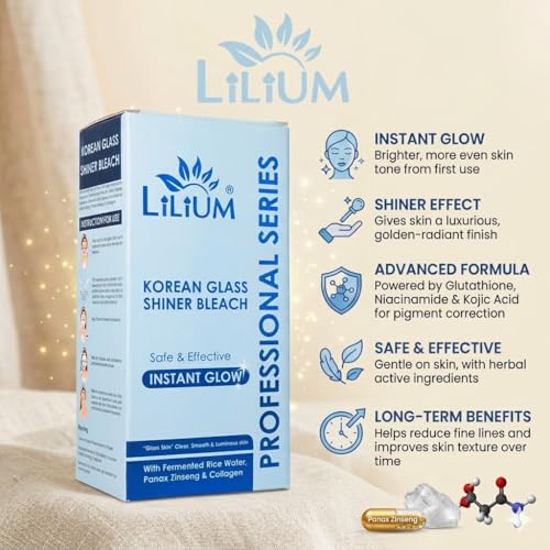 Image of Lilium Korean Glass Shiner Bleach 580gm | Safe & Effective | Instant Glow | Enhance Radiance |Glass Clear Smooth & Luminous | Improve Texture & Elasticity | Fermented Rice | Panax Zinseng | For All Skin Types | Salon, Spa, Home & Professional Use