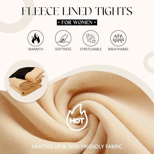 Nackiy Fleece Lined Tights Women, Fake Translucent Warm Pantyhose Black Sheer Leggings Winter Thick Thermal Stockings3