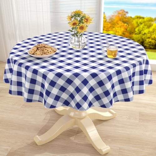 Image of misaya Round Waterproof Vinyl Table Cloth, Flannel Backed Tablecloth