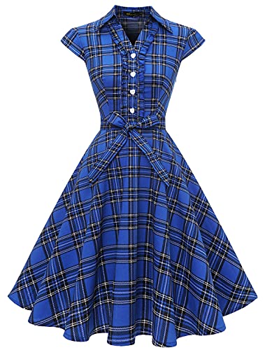 Wedtrend Women's 1950s Retro Rockabilly Dress Cap Sleeve Vintage Swing Dress