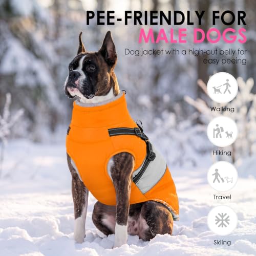 Image of AOFITEE Dog Coat Large Dog Winter Coat Waterproof Dogs Jacket with Harness